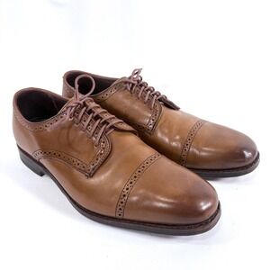 Allen Edmonds Clarkston Derby Tan Brown Leather Brogue Cap Toe Shoes 9.5 D 2564